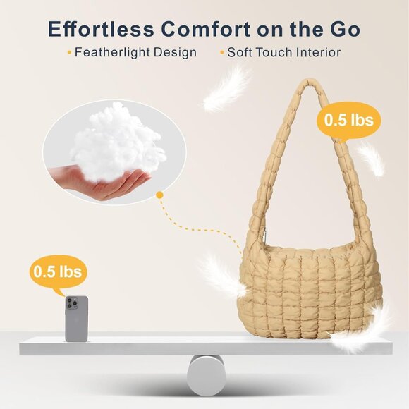 Fashionable Cloud Pleated Puffer Tote - Light & Versatile for Every Occasion - Picture 4 of 6